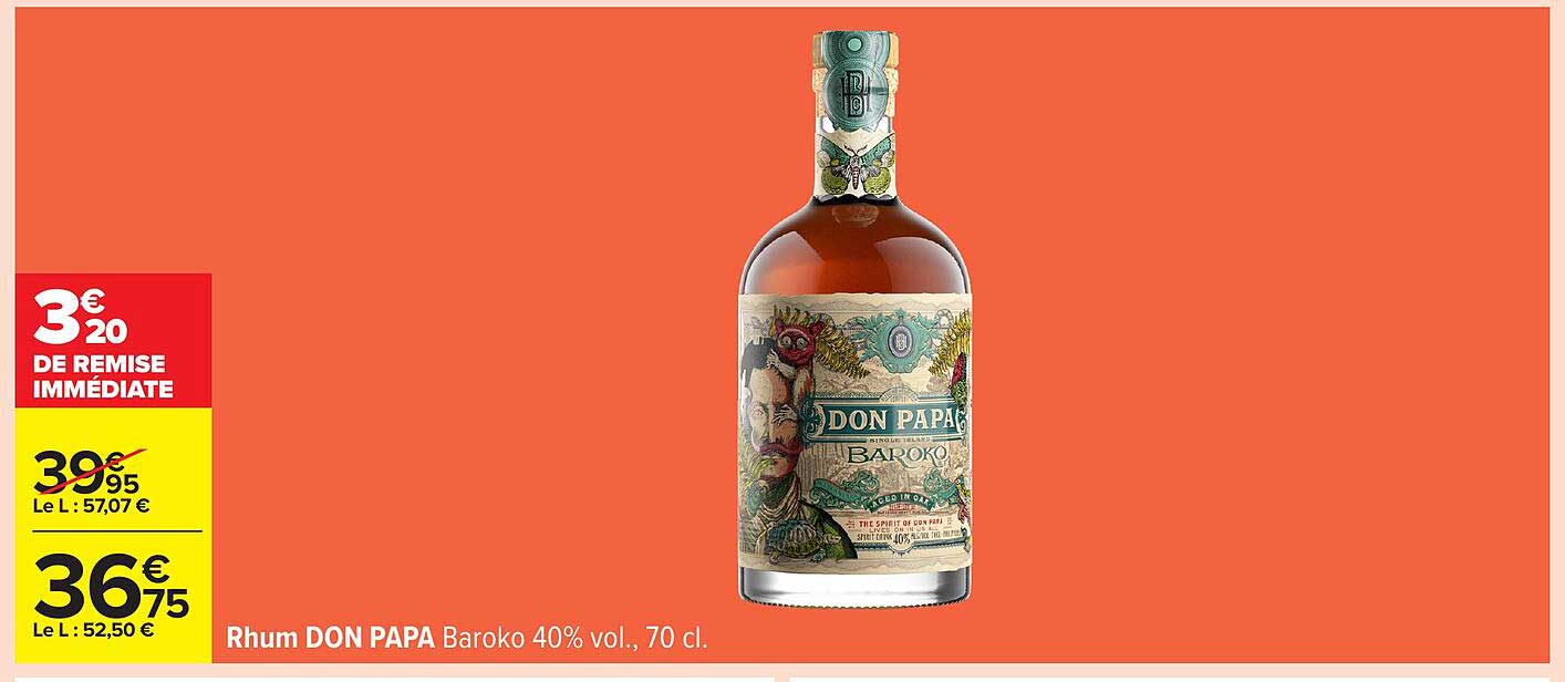 Rhum DON PAPA Baroko 40% vol., 70 cl.