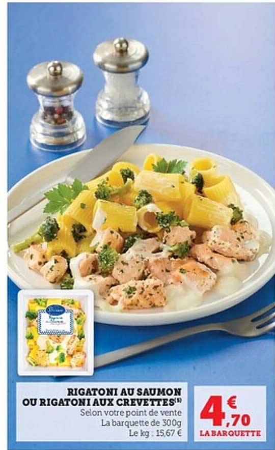 RIGATONI AU SAUMON OU RIGATONI AUX CREVETTES