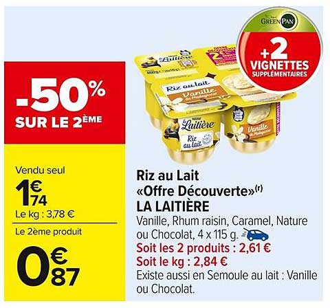 Riz au Lait « Offre Découverte » LA LAITIÈRE
