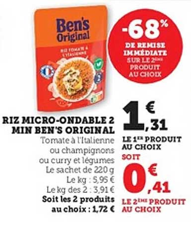 RIZ MICRO-ONDABLE 2 MIN BEN'S ORIGINAL