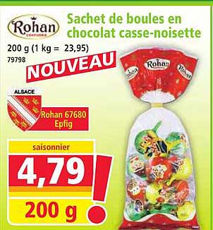 Sachet de boules en chocolat casse-noisette