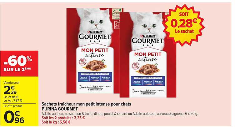 Sachets fraîcheur mon petit intense pour chats PURINA GOURMET