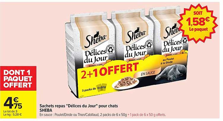 Sachets repas "Délices du Jour" pour chats SHEBA