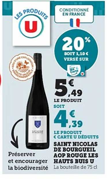 SAINT NICOLAS DE BOURGUEIL AOP ROUGE LES HAUTS BUIS U