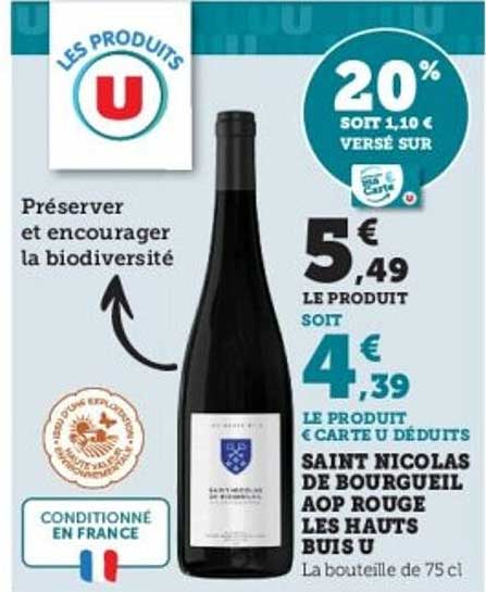 SAINT NICOLAS DE BOURGUEIL AOP ROUGE LES HAUTS BUIS U