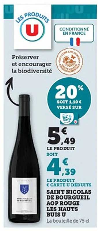 SAINT NICOLAS DE BOURGUEIL AOP ROUGE LES HAUTS BUIS U