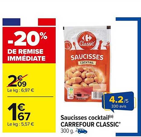 Saucisses cocktail(◦) CARREFOUR CLASSIC’