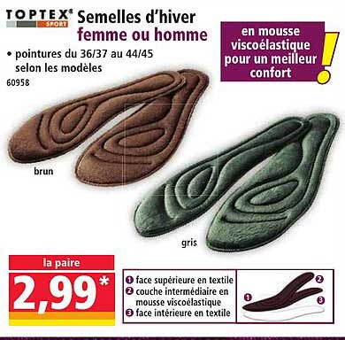 Semelles d'hiver femme ou homme
