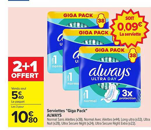 Serviettes "Giga Pack" ALWAYS