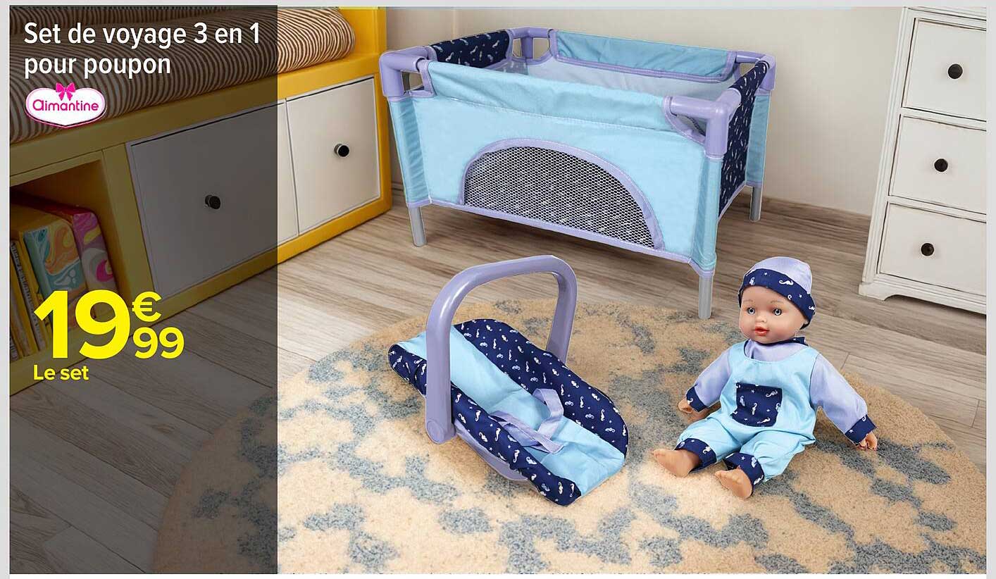 Set de voyage 3 en 1 pour poupon