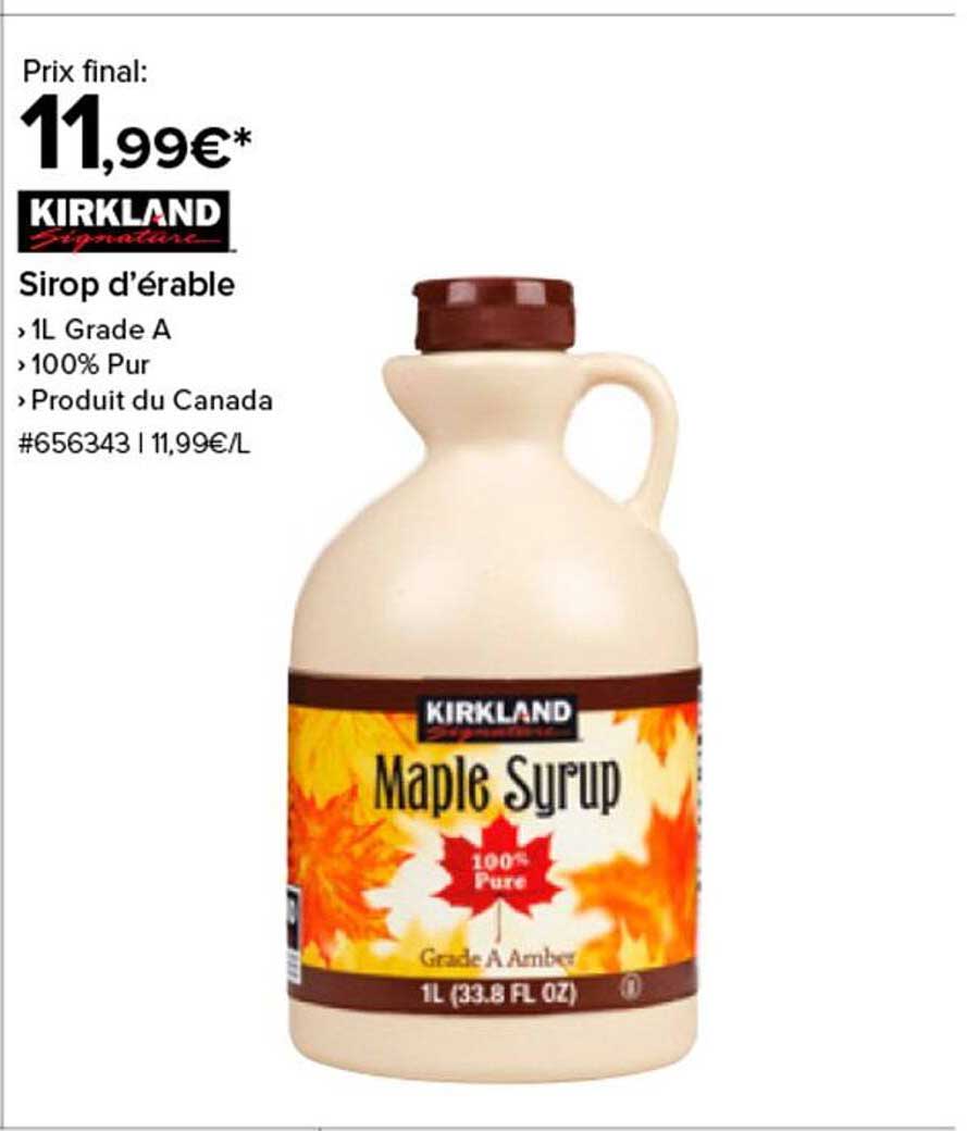 Sirop d'érable Kirkland 1L - 100% Pur