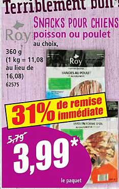 SNACKS POUR CHIENS poisson ou poulet au choix