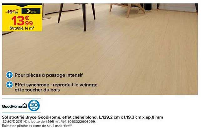 Sol stratifié Bryce GoodHome, effet chêne blond