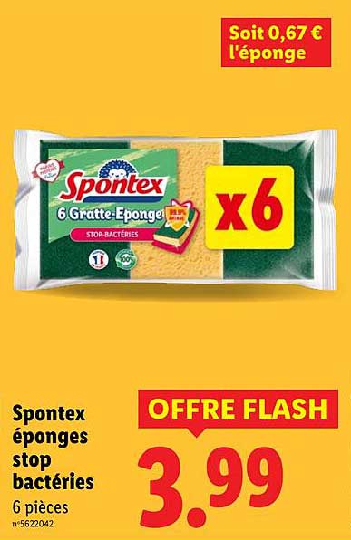 Spontex éponges stop bactéries 6 pièces