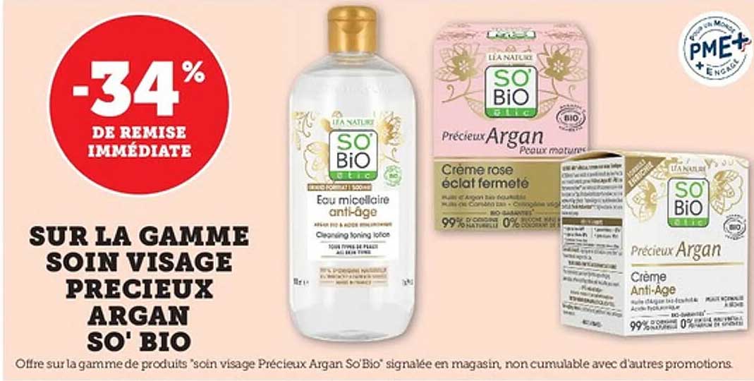 SUR LA GAMME SOIN VISAGE PRÉCIEUX ARGAN SO' BIO