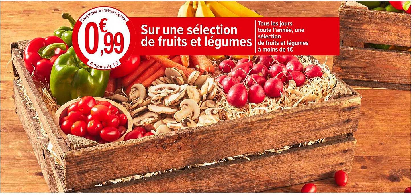 Sur une sélection de fruits et légumes