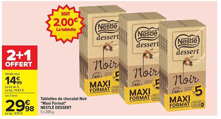 Tablettes de chocolat Noir "Maxi Format" NESTLÉ DESSERT