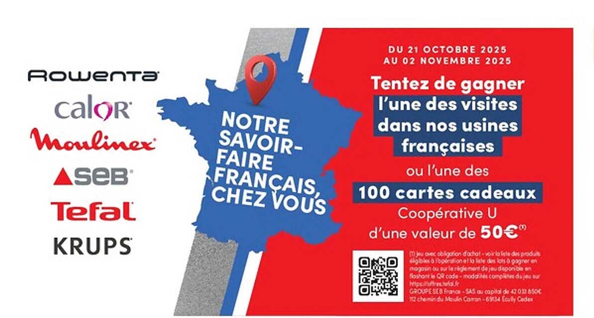 Tentez de gagner l’une des visites dans nos usines françaises ou l’une des 100 cartes cadeaux Coopérative U d’une valeur de 50€