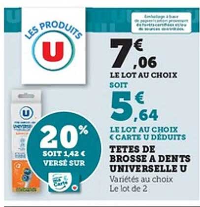 TÊTES DE BROSSE À DENTS UNIVERSELLE U