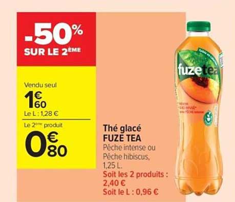 Thé glacé FUZE TEA -50% SUR LE 2ème