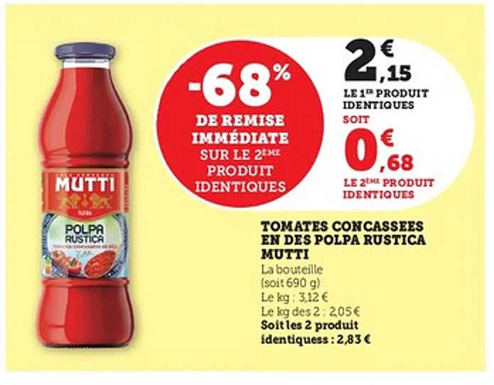 TOMATES CONCASSEES EN DES POLPA RUSTICA MUTTI
