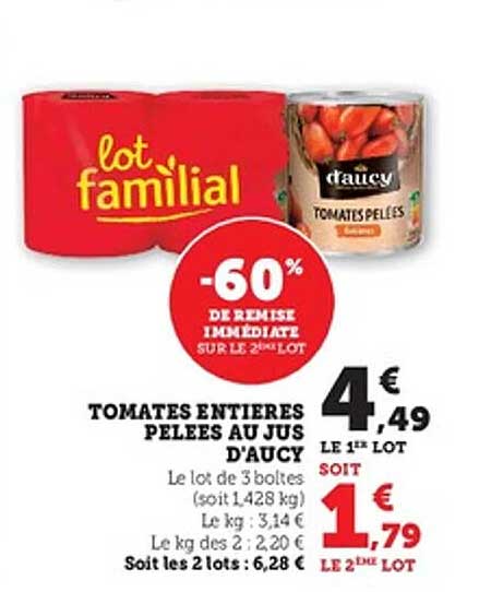 TOMATES ENTIERES PELEES AU JUS D'AUCY