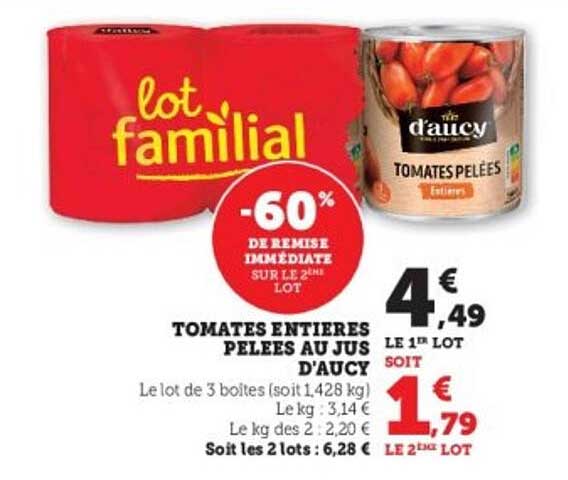 TOMATES ENTIERES PELEES AU JUS D'AUCY