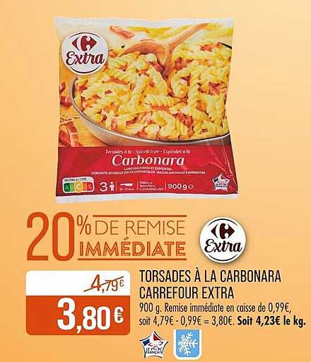 TORSADES À LA CARBONARA CARREFOUR EXTRA