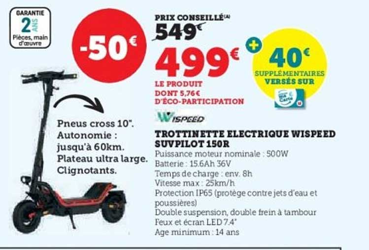 TROTTINETTE ELECTRIQUE WISPEED SUPVILOT 150R