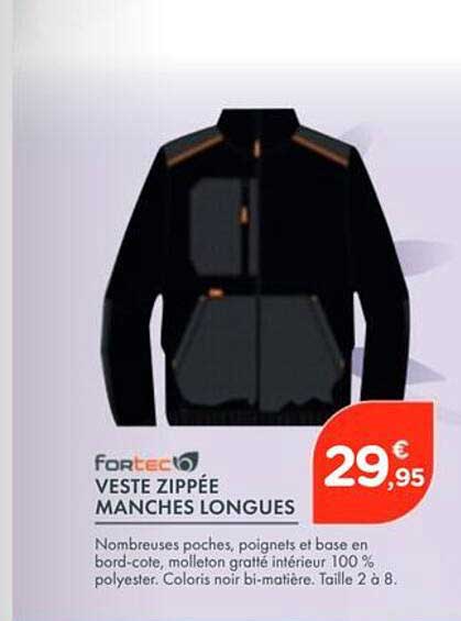 VESTE ZIPPÉE MANCHES LONGUES