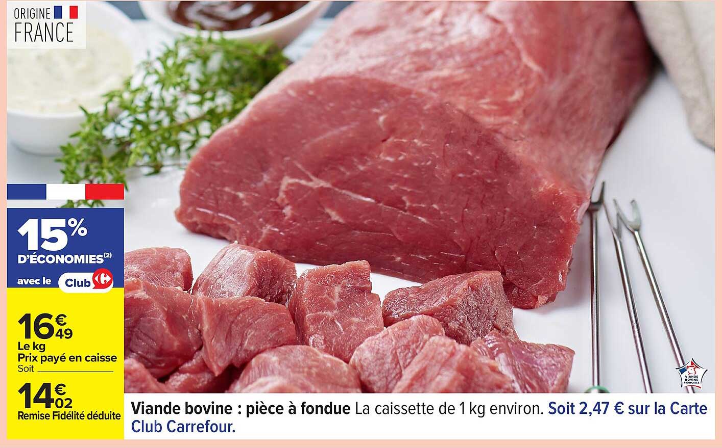 Viande bovine : pièce à fondue