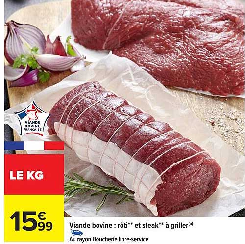 Viande bovine : rôti** et steak** à griller