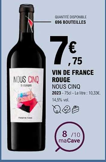 VIN DE FRANCE ROUGE NOUS CINQ