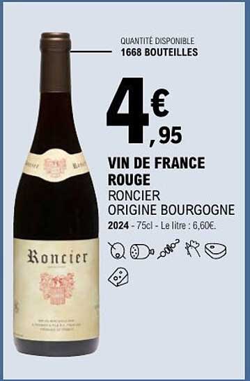 VIN DE FRANCE ROUGE RONCIER ORIGINE BOURGOGNE
