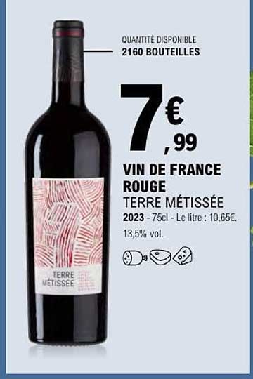 VIN DE FRANCE ROUGE TERRE MÉTISSÉE
