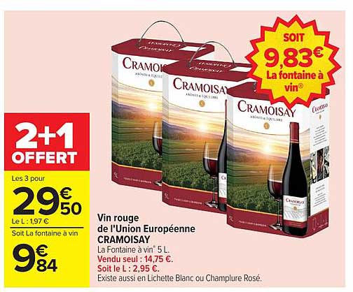 Vin rouge de l'Union Européenne CRAMOISAY
