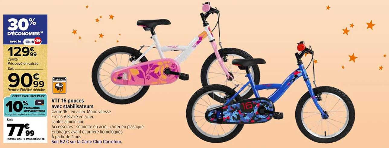 VTT 16 pouces avec stabilisateurs