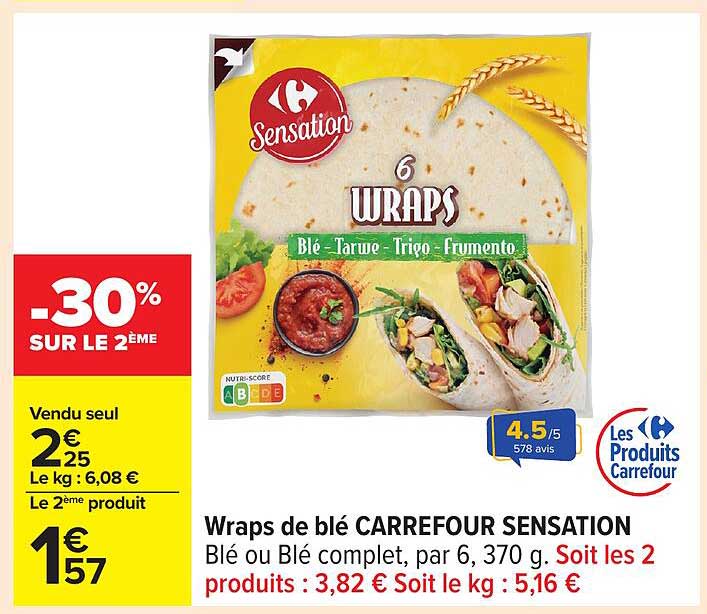 Wraps de blé CARREFOUR SENSATION