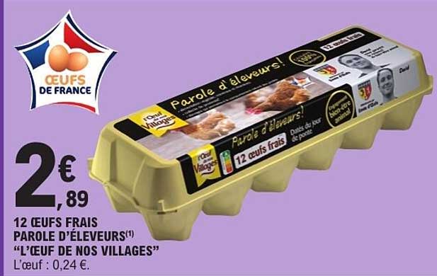 12 OEUFS FRAIS PAROLE D'ÉLEVEURS "L'ŒUF DE NOS VILLAGES"