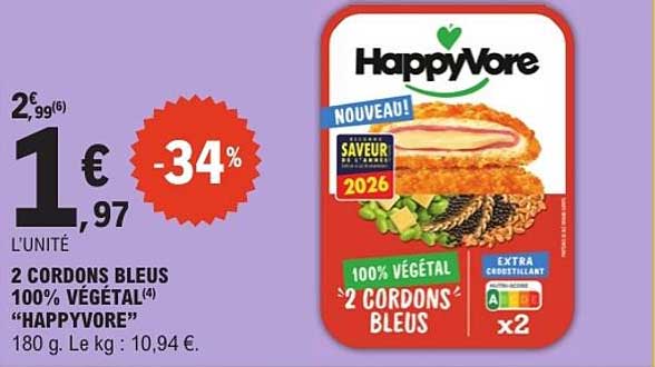 2 CORDONS BLEUS 100% VÉGÉTAL “HAPPYVORE”