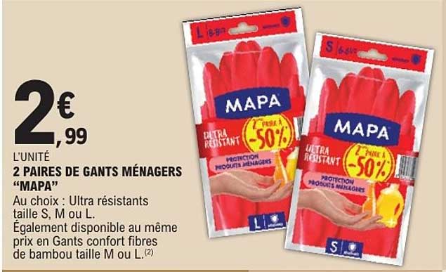 2 PAIRES DE GANTS MÉNAGERS “MAPA”