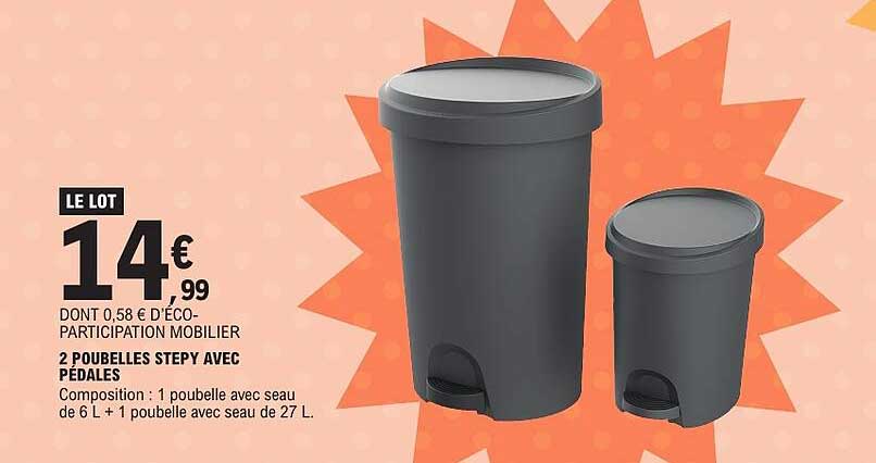 2 POUBELLES STEPY AVEC PÉDALES