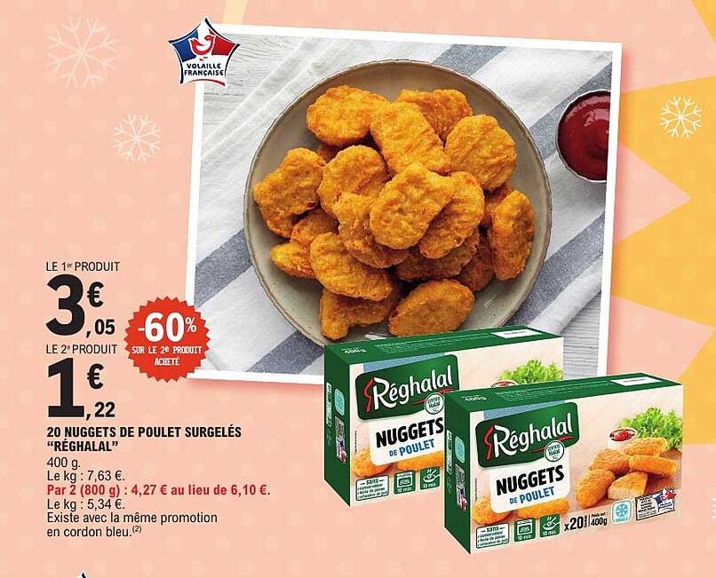 20 NUGGETS DE POULET SURGELES “REGHALAL”