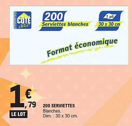 200 Serviettes blanches