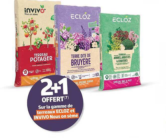 2+1 OFFERT(7) Sur la gamme de terreaux ECLOZ et INVIVO Nous on sème