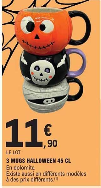 3 MUGS HALLOWEEN 45 CL