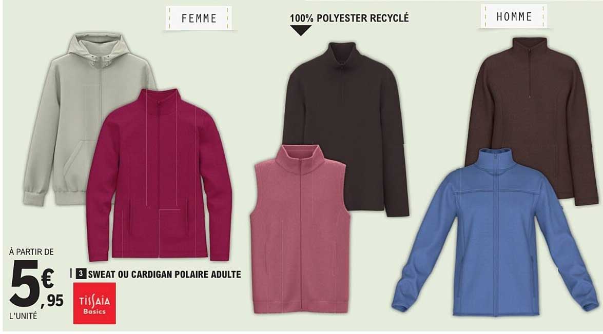 3 SWEAT OU CARDIGAN POLAIRE ADULTE