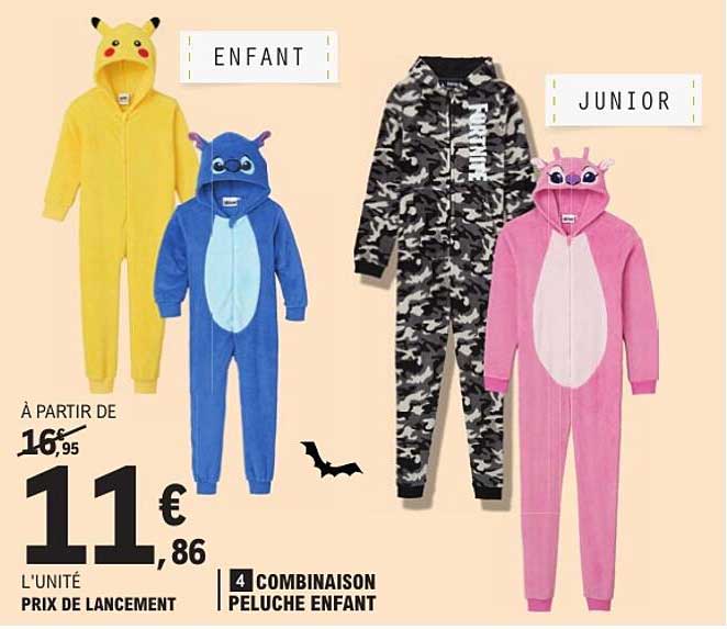 4 COMBINAISON PELUCHE ENFANT