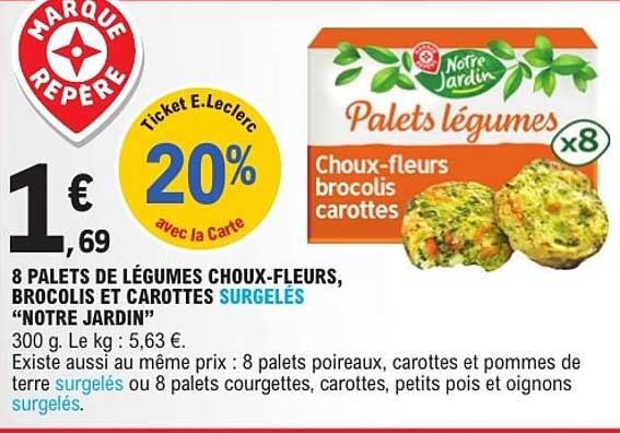 8 PALETS DE LÉGUMES CHOUX-FLEURS, BROCOLIS ET CAROTTES SURGELÉS “NOTRE JARDIN”