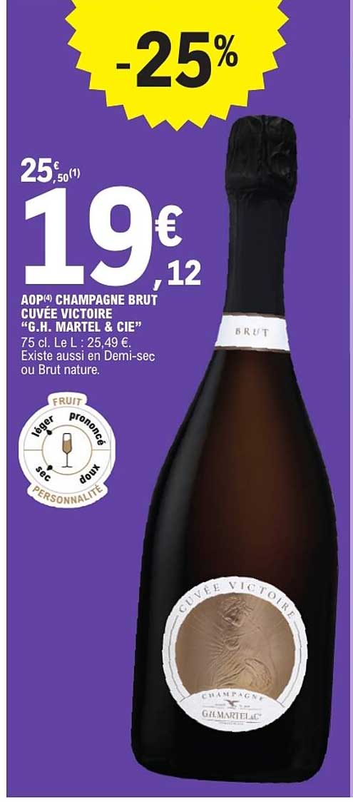 AOP CHAMPAGNE BRUT CUVEE VICTOIRE "G.H. MARTEL & CIE"
